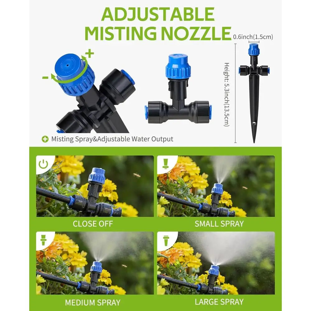 Drip Irrigation Kit With 15 Adjustable Misting Nozzles For Greenhouse