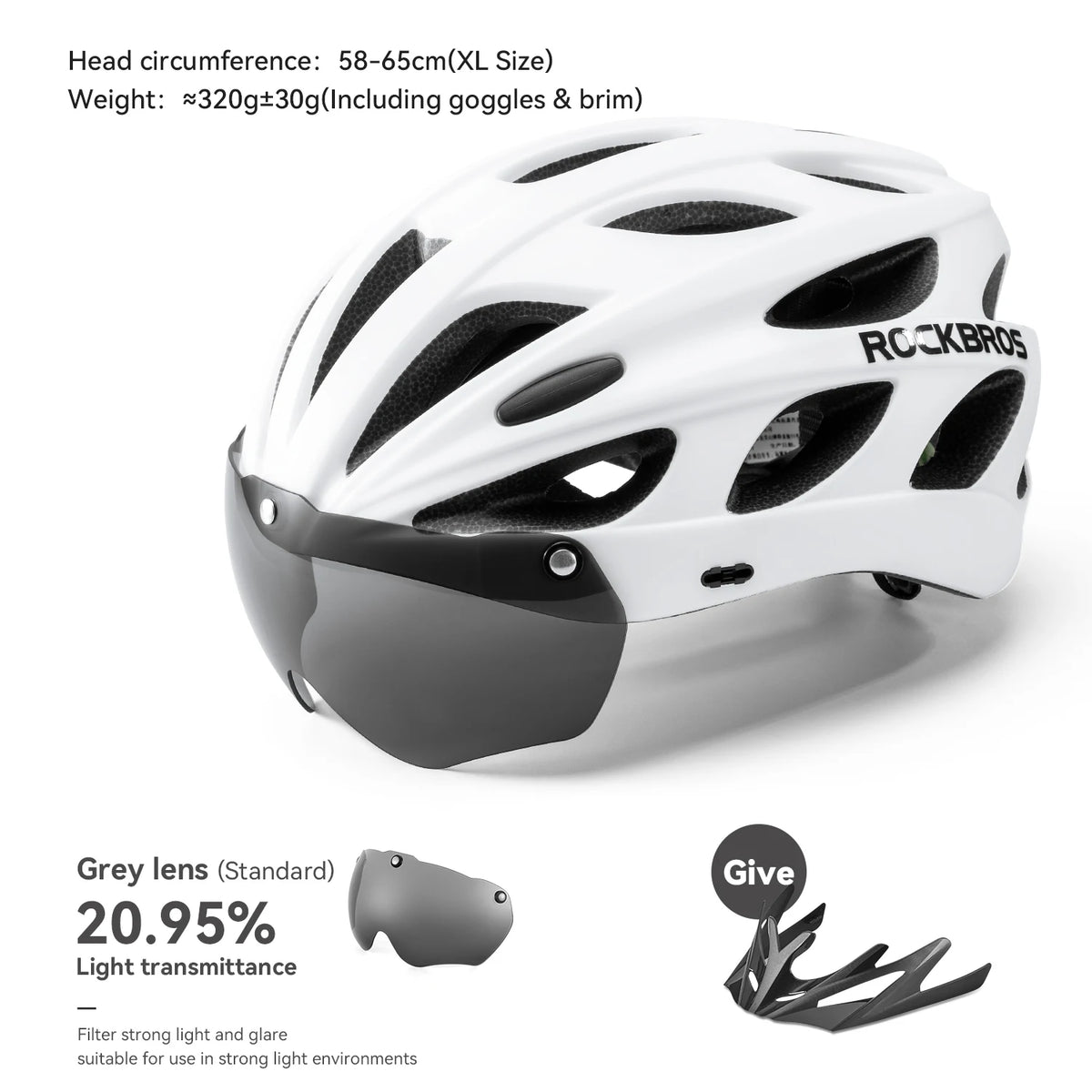 ROCKBROS Cycling Helmet With Goggles Unisex Lightweight Protection