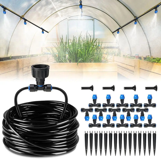 Drip Irrigation Kit With 15 Adjustable Misting Nozzles For Greenhouse