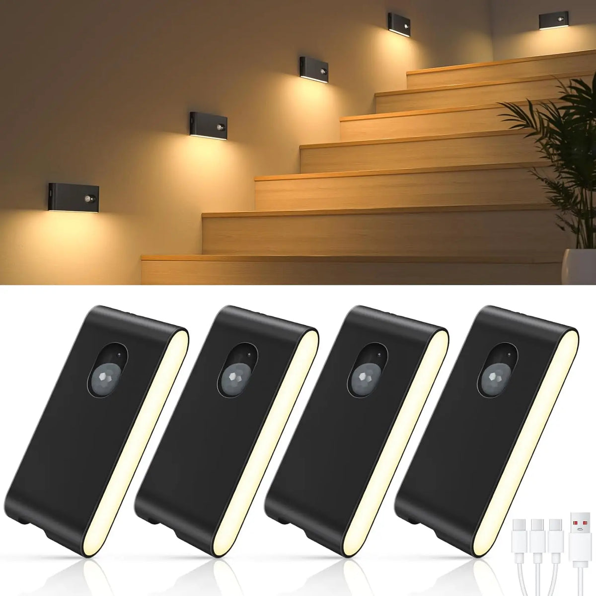 Willed Motion Sensor Stair Lights Wireless Battery Rechargeable Night Lights