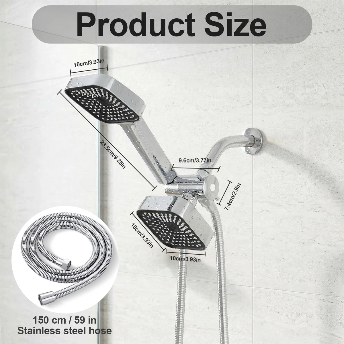 High Flow 2 In 1 Wall Mounted Shower Head Set