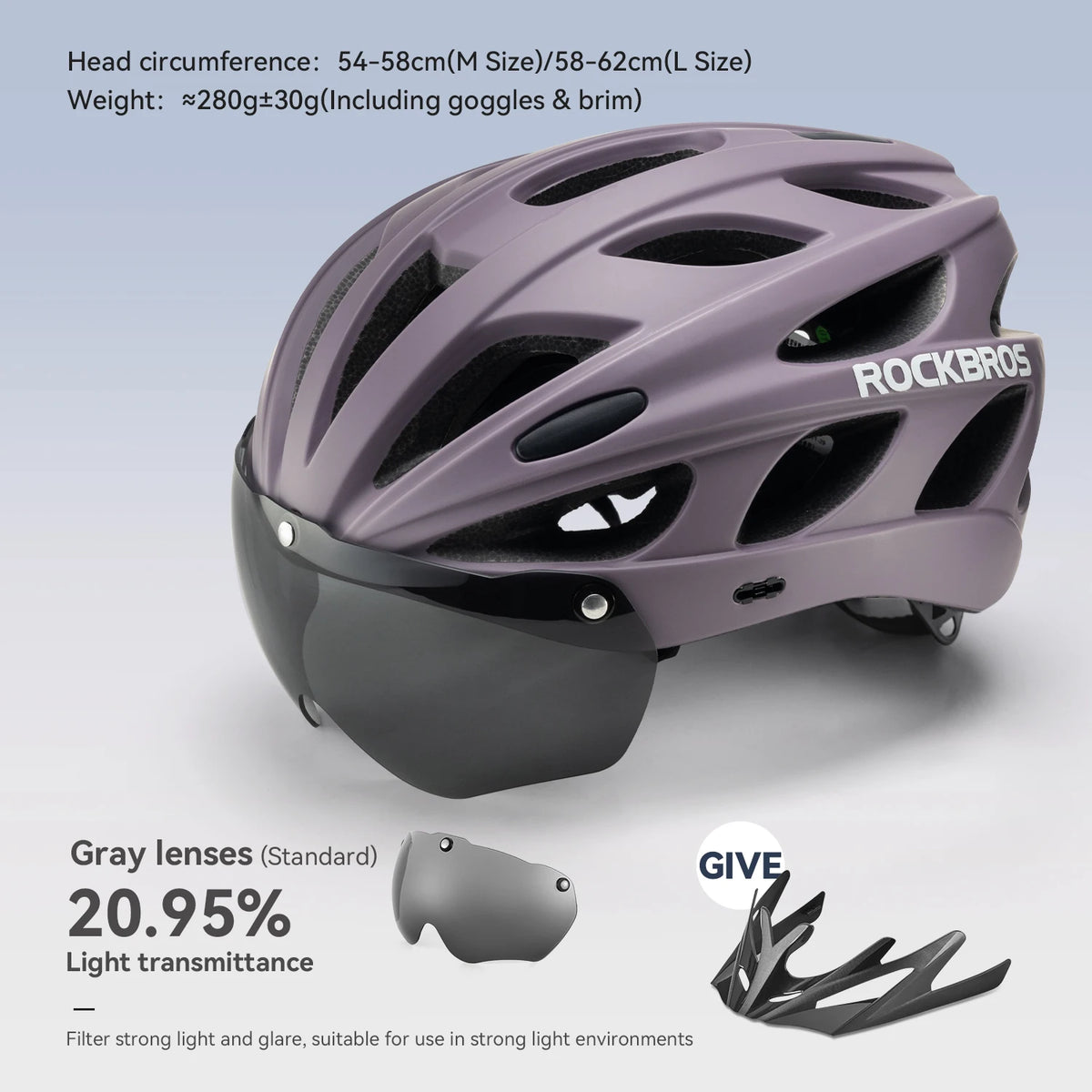 ROCKBROS Cycling Helmet With Goggles Unisex Lightweight Protection