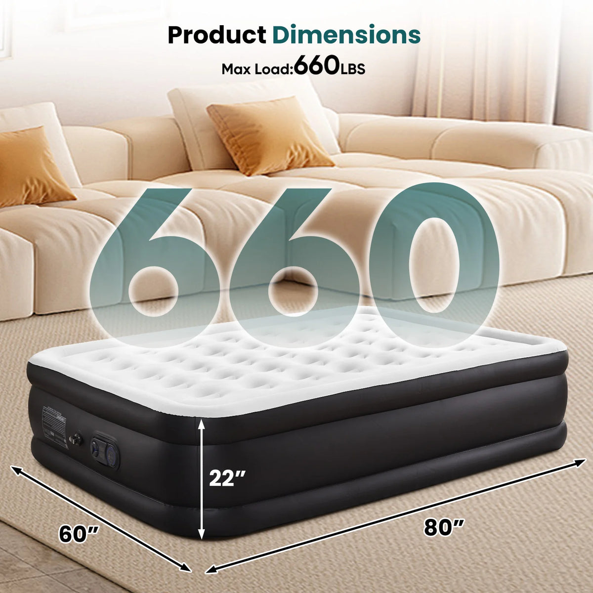 JHK Air Mattress With Non-Slip Bottom For Home And Camping