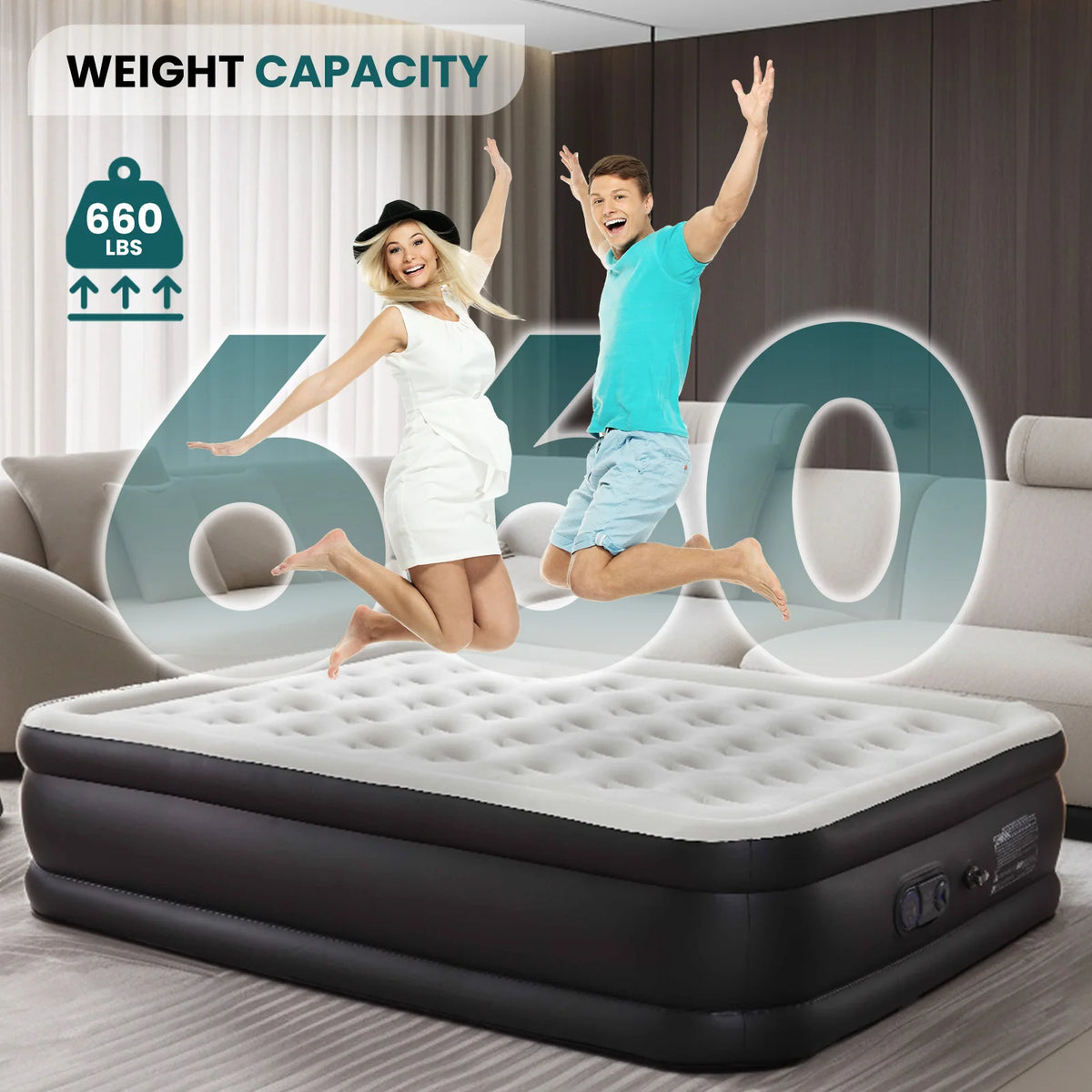 JHK Air Mattress With Non-Slip Bottom For Home And Camping