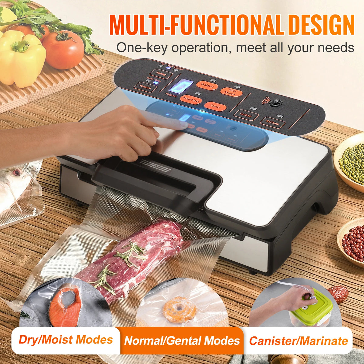 SucceBuy Vacuum Sealer Machine 90KPa 130W With Free TenPcs Bags