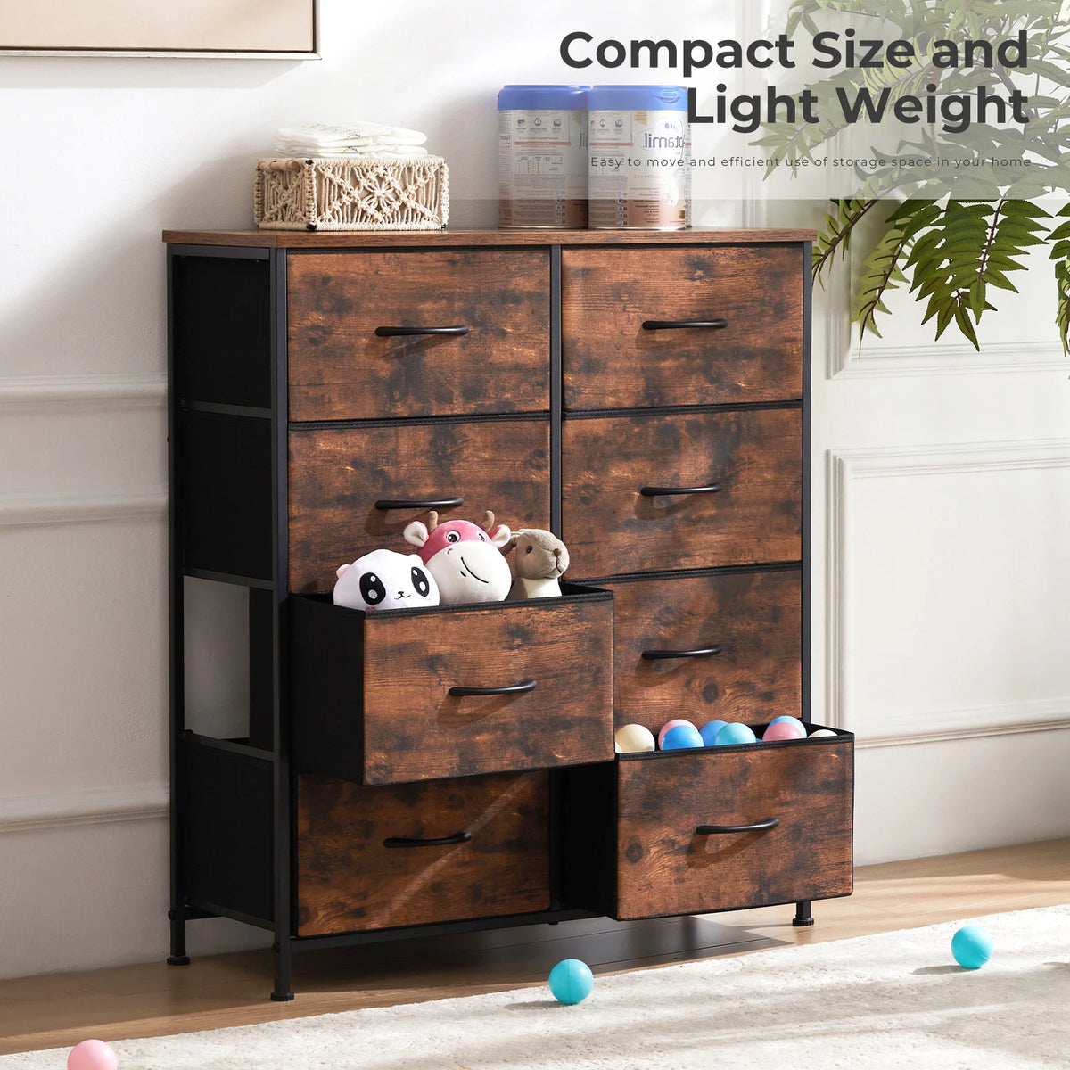 MCQ Fabric 8 Drawer Storage Cabinet Metal Modern Bedroom Nightstand