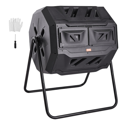SucceBuy Dual Chamber Composting Tumbler For Garden