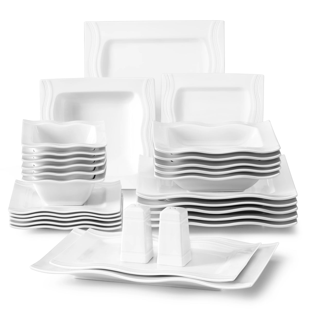 Malacasa Square Porcelain Dinnerware Set Plates And Bowls
