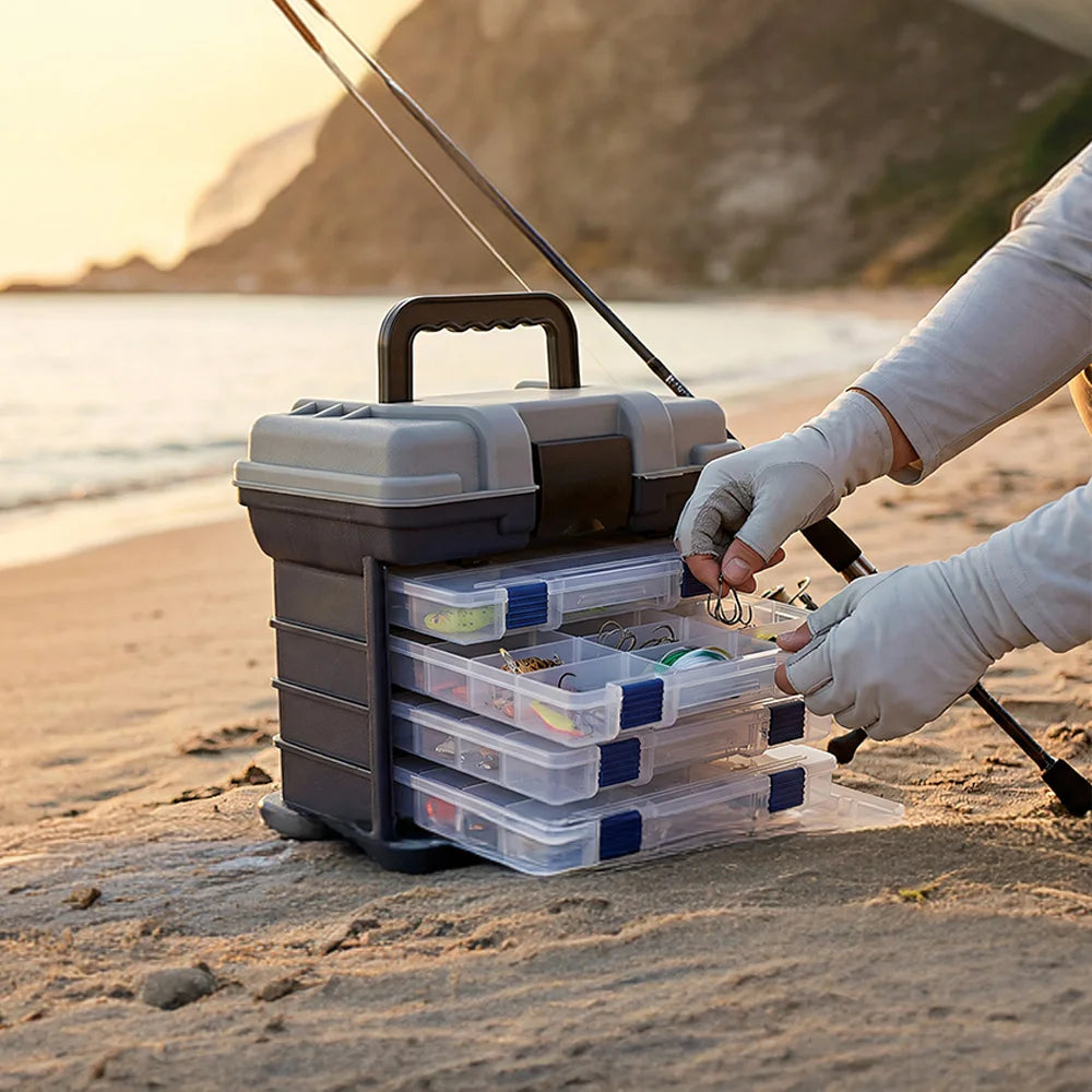 4-Tier Fishing Tackle Box With Adjustable Dividers