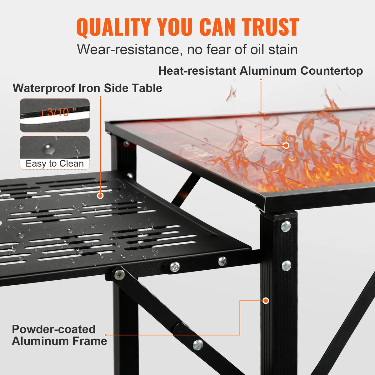 SucceBuy Camping Kitchen Table with Sink, Aluminum Folding Portable Outdoor Cook Station, for Picnic BBQ Beach Traveling