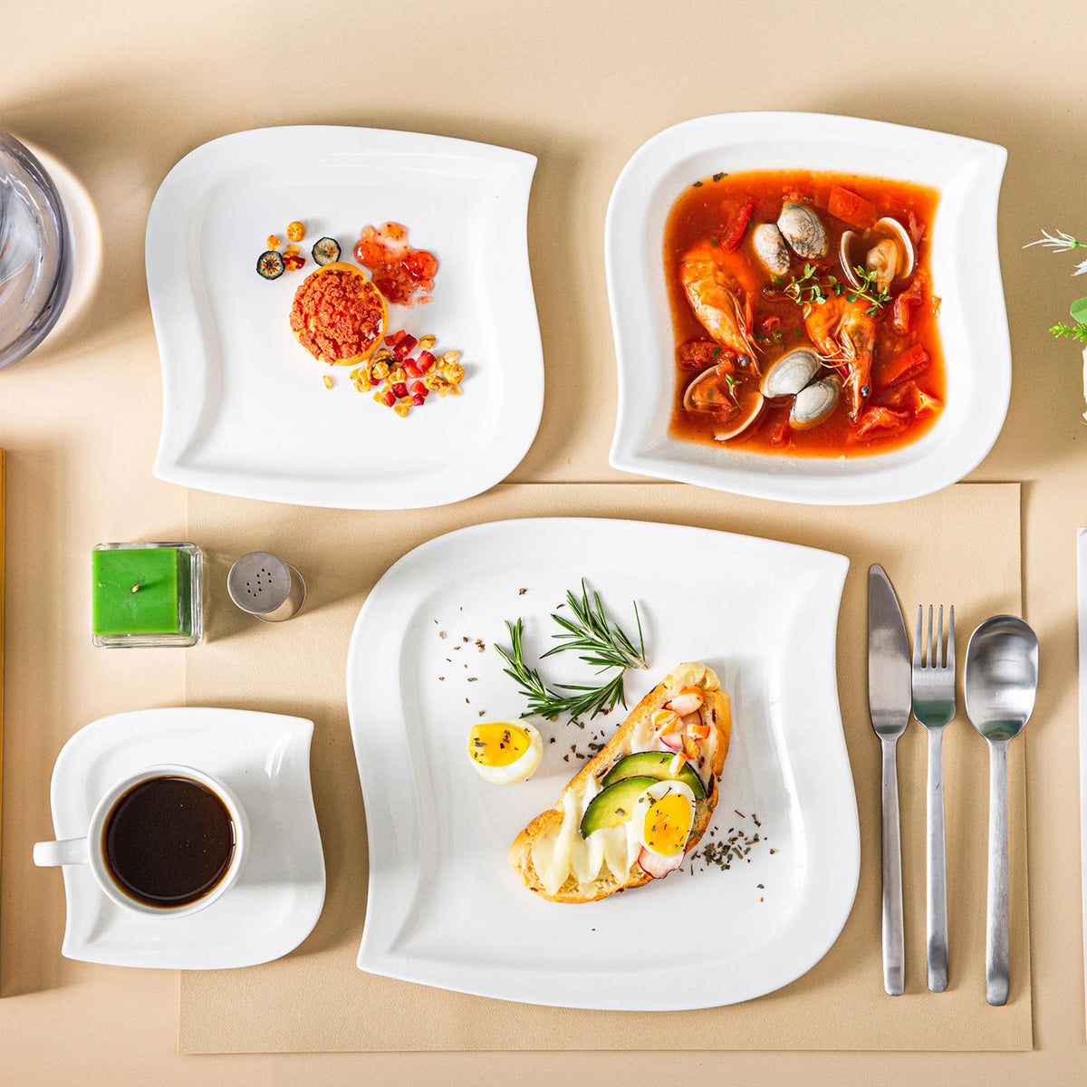 Malacasa Premium Porcelain Dinner Set Complete Tableware Collection