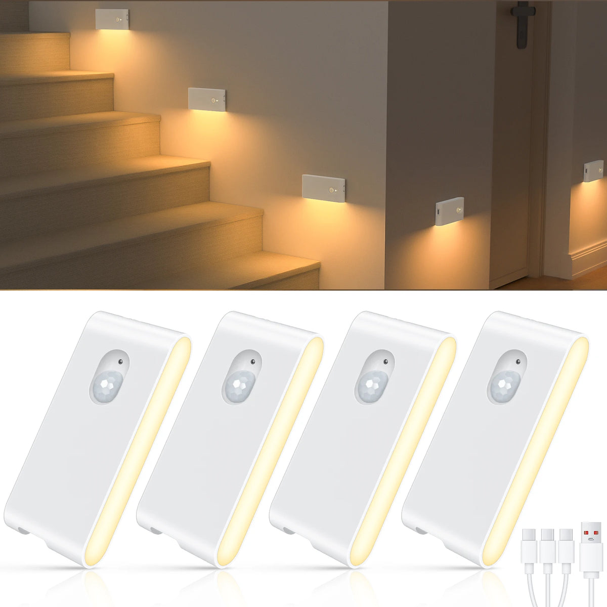 Willed Motion Sensor Stair Lights Wireless Battery Rechargeable Night Lights