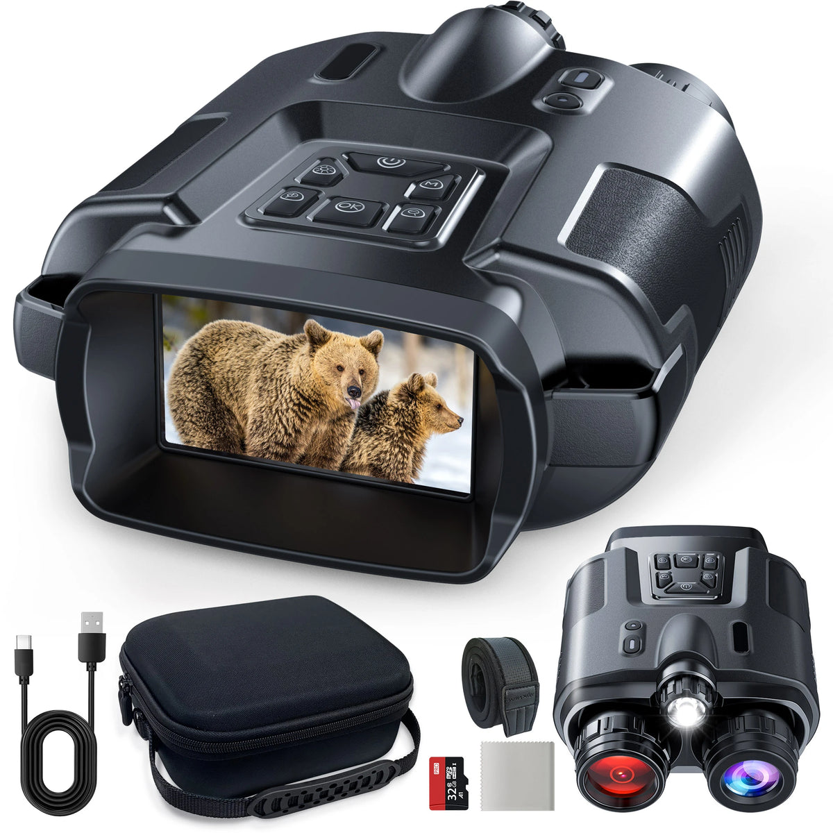 Letcmoi 4K Night Vision Binoculars With Infrared And Tactical Light