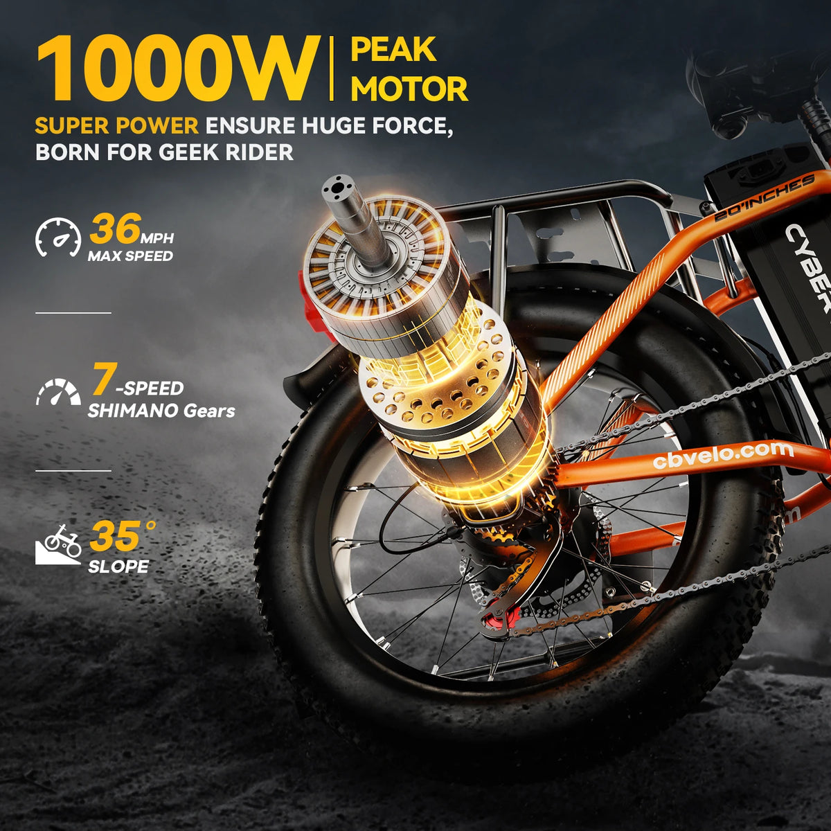 CYBERVELO EK4 Folding 1000W Electric Bike 48V Battery