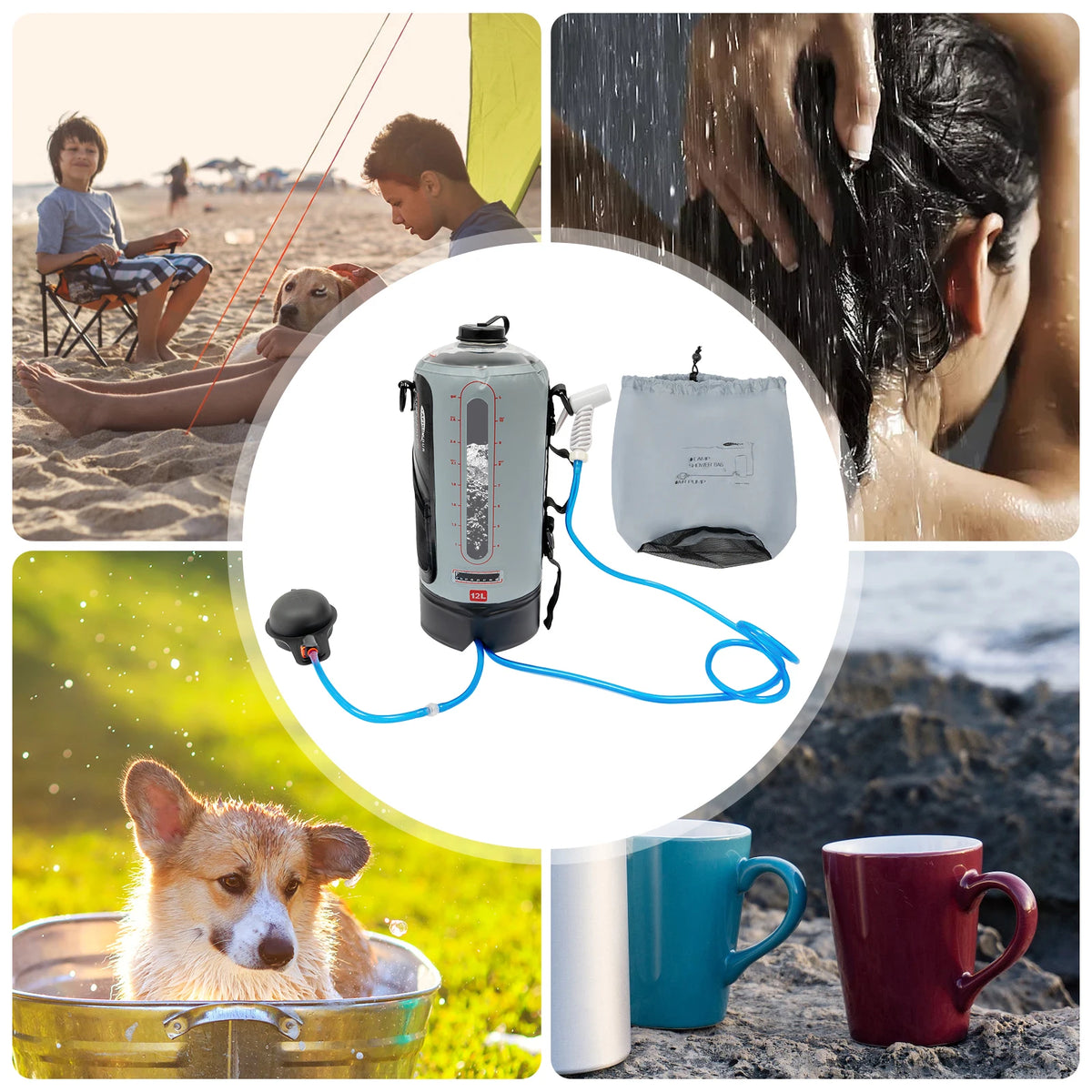 Bymaocar 12L Portable Camping Shower Bag For Outdoor Hiking
