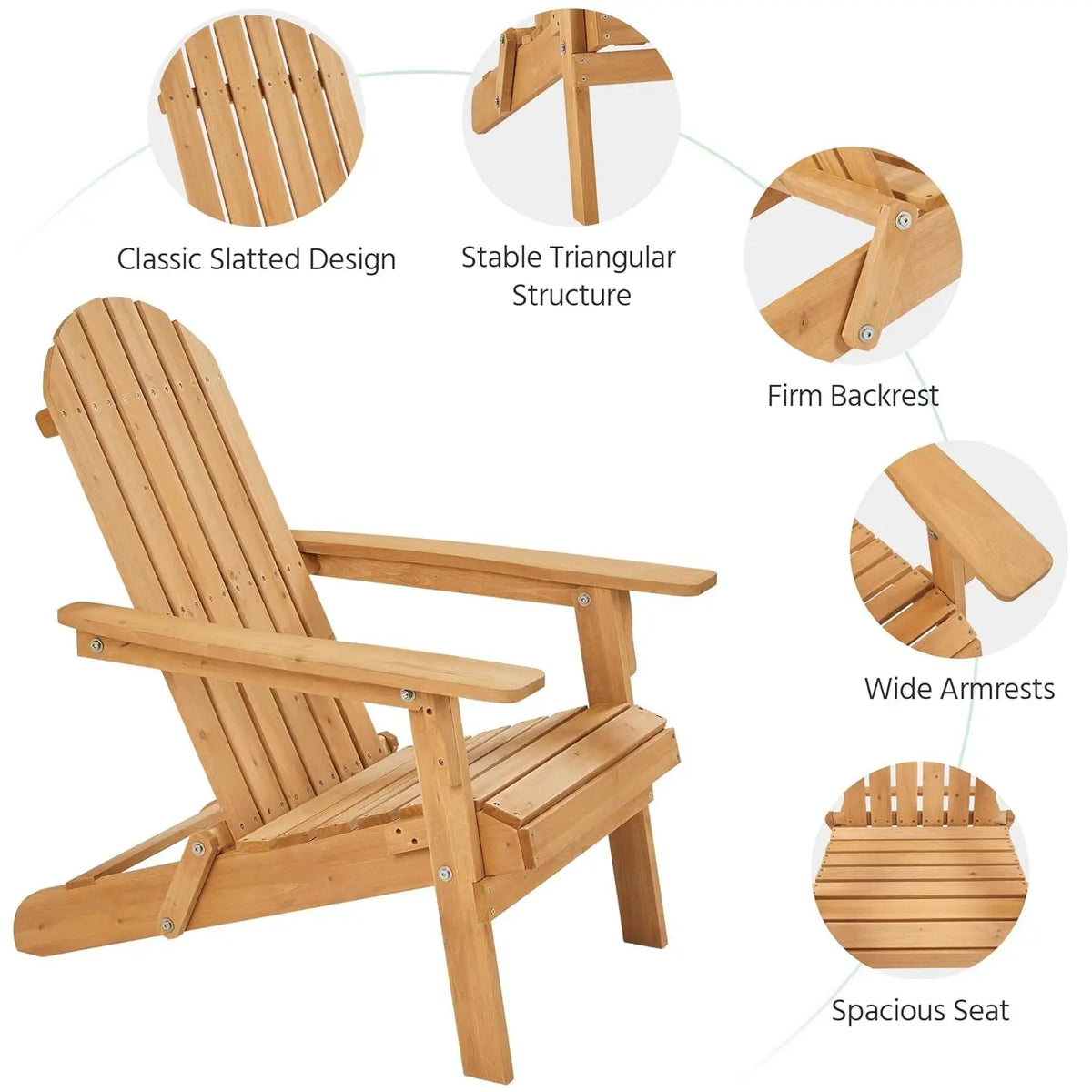 Folding Adirondack Chairs Set of 2 Weather Resistant Fir Wood
