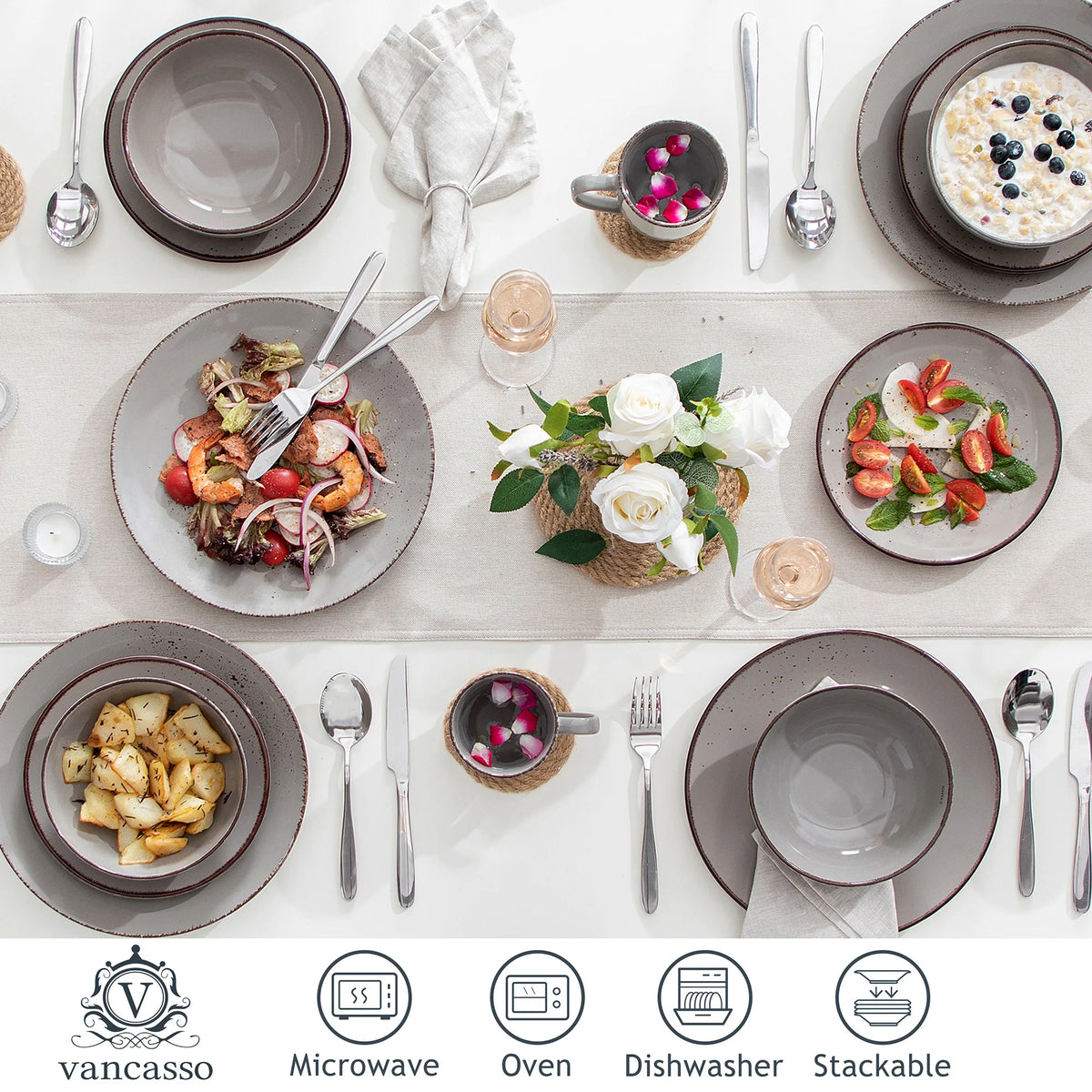 Malacasa Navia Ceramic Dinnerware Set Classic Tableware Collection