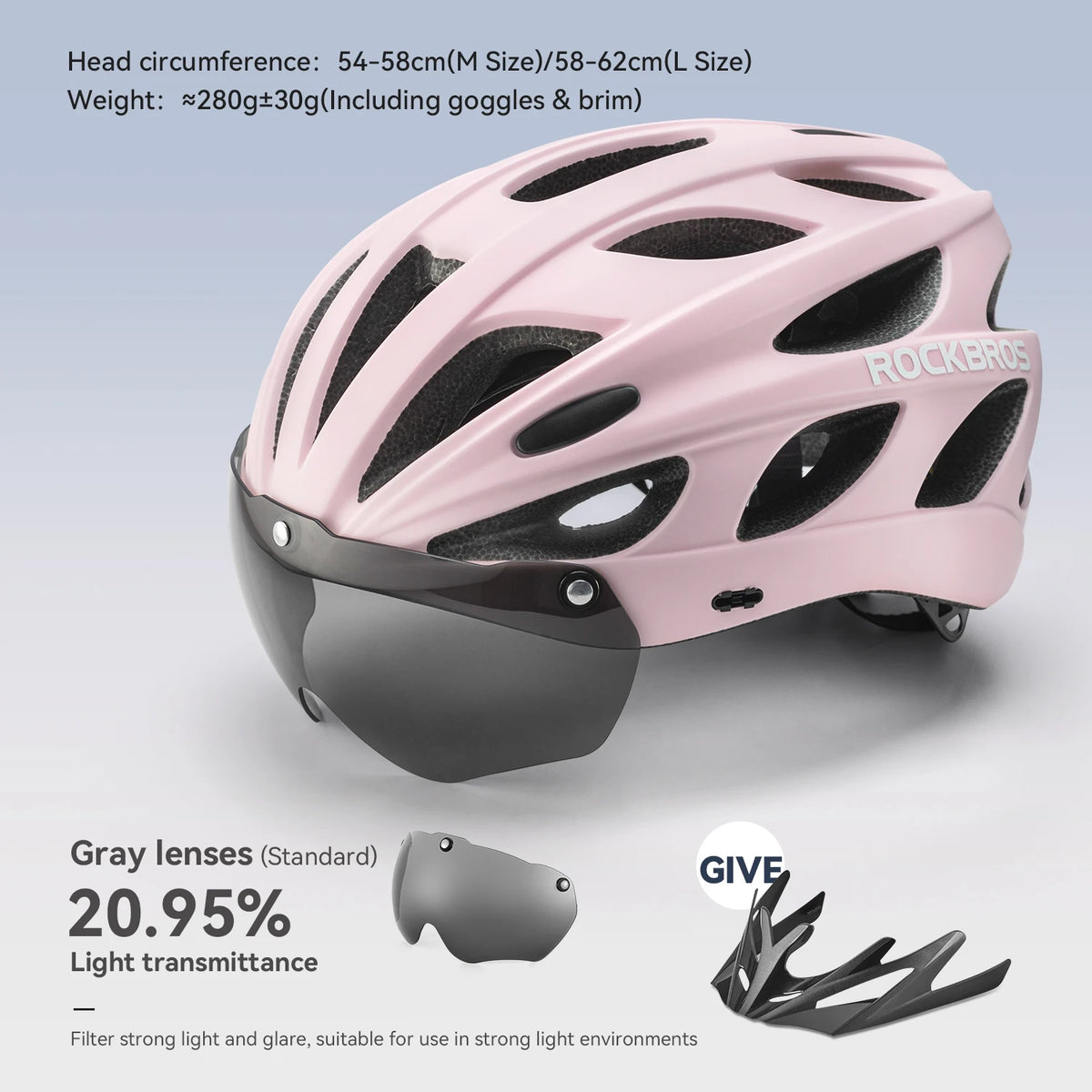 ROCKBROS Cycling Helmet With Goggles Unisex Lightweight Protection