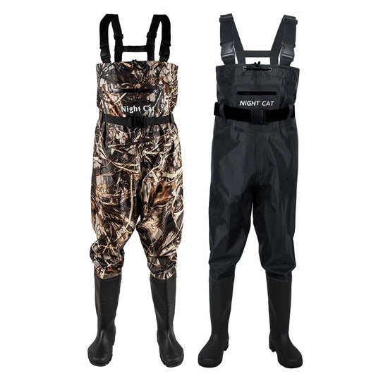 Waterproof Nylon PVC Chest Waders With Boots For Fishing