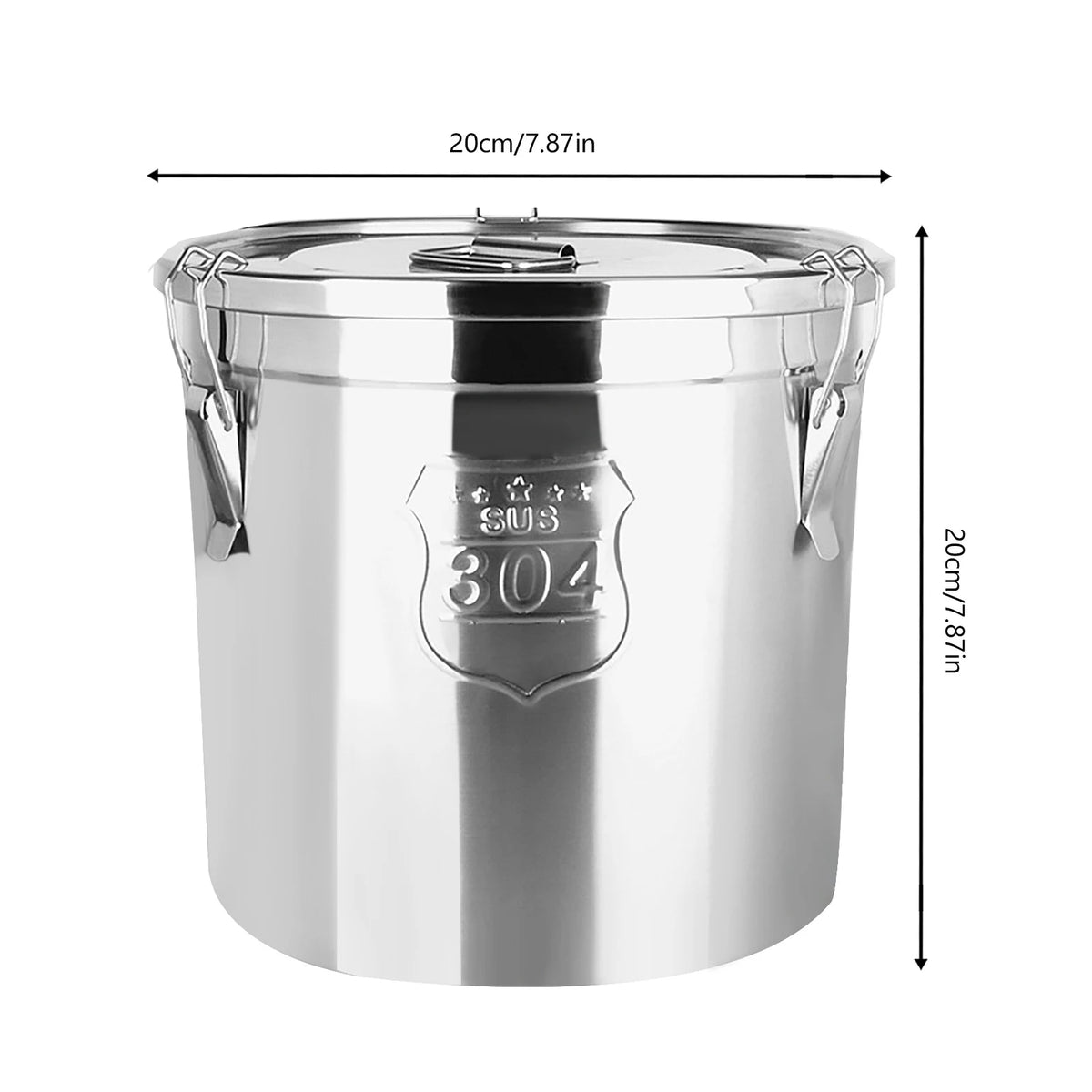 Food Grade Stainless Steel Storage Bucket With Lids Locking Clamps