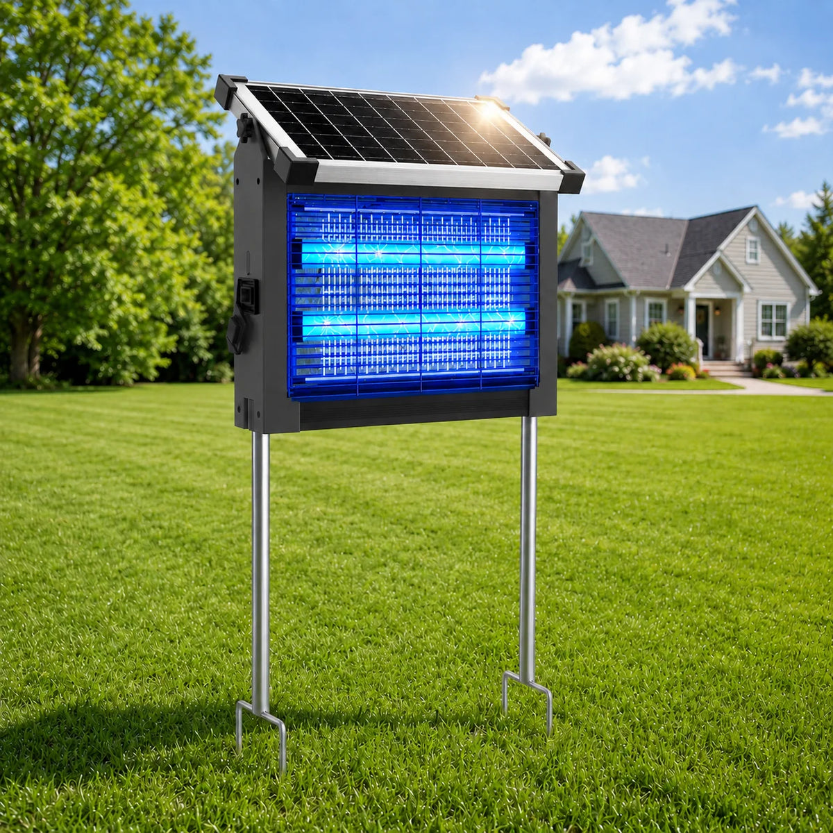 Solar Bug Zapper 4500V Outdoor Mosquito Zapper With Panel Sensor