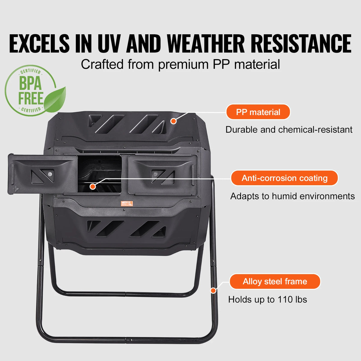 SucceBuy Dual Chamber Composting Tumbler For Garden